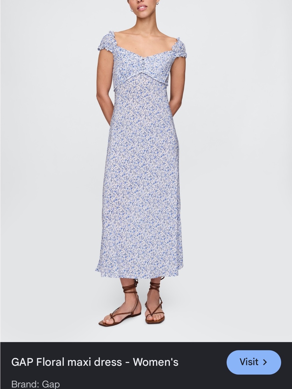 GAP Lavender-Blue Floral Off-Shoulder Maxi Dress